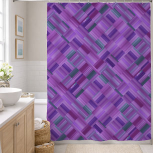 Purple Block Design Shower Curtain