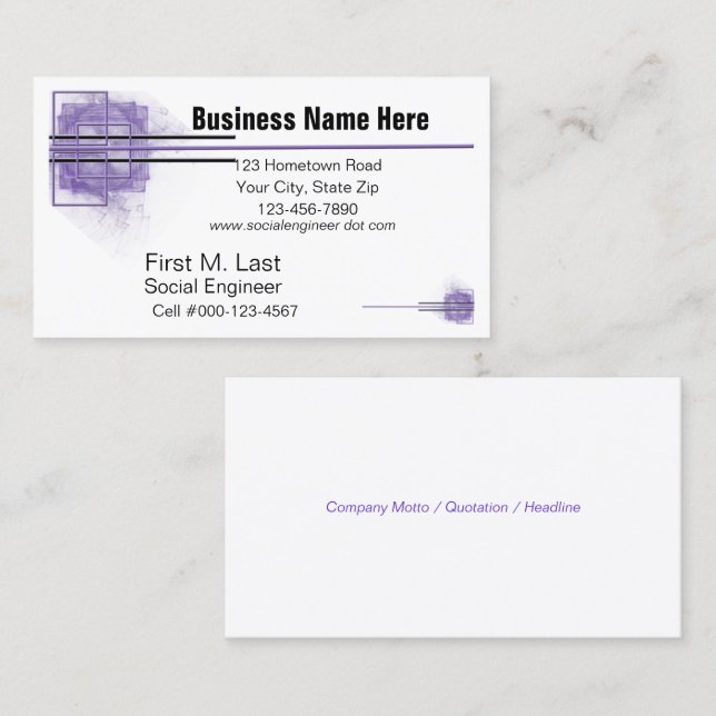 Purple Block & Line Artwork Generic  Business Card (Front/Back)
