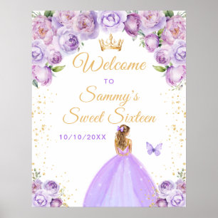 Purple Blonde Hair Princess Sweet Sixteen Welcome Poster