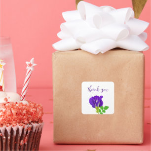 Purple Bloom Floral Gift Wrap Square Sticker