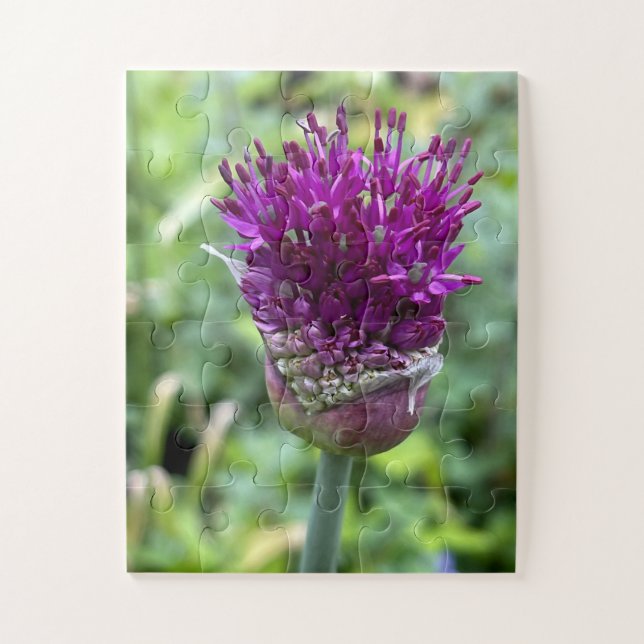 Purple Bloom of Memory | Allium Flower Botanical  Jigsaw Puzzle (Vertical)