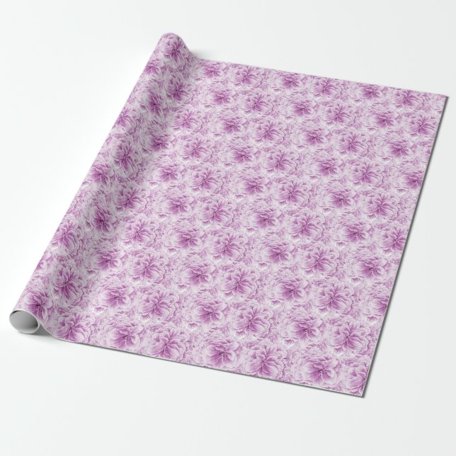 Purple bloom watercolor flower art wrapping paper (Unrolled)