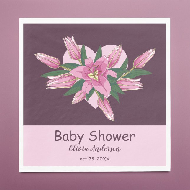 Purple Blooming Lily Baby Shower/Happy Birthday Napkin (Purple Blooming Lily Baby Shower/Happy Birthday Napkins)