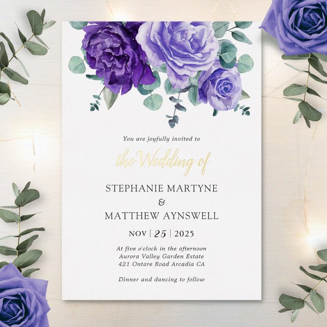 Purple Blooms Eucalyptus Botanical Wedding Foil In (Creator Uploaded)