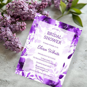 Purple Blooms Watercolor Bridal Shower CUSTOM Postcard