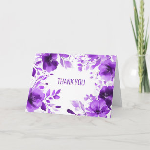 Purple Blooms Watercolor THANK YOU CUSTOM Card
