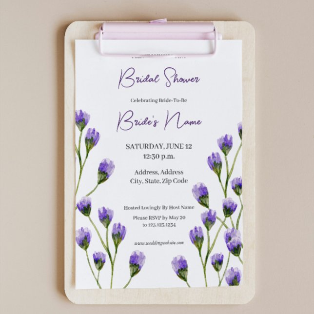 Purple Blossom Floral Bridal Shower Invitation (Creator Uploaded)
