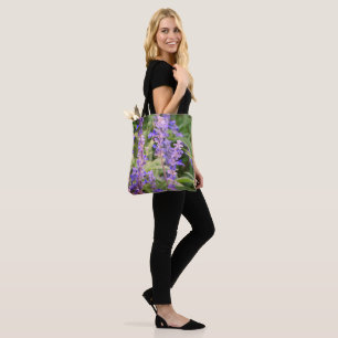 Purple blossom, flowers photography tote bag