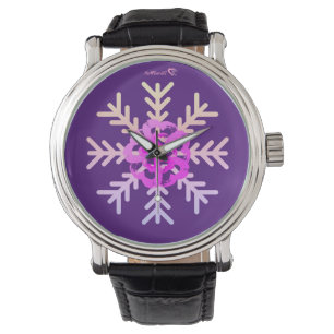Purple Blossom Heart Snowflake Watch