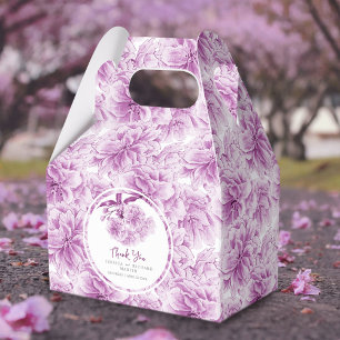 Purple blossom watercolor floral patterned custom favour box