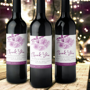Purple blossom wedding custom wine labels