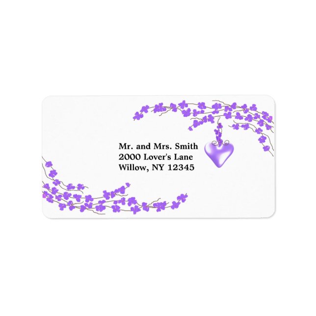 Purple Blossoms and Heart Label (Front)
