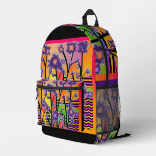  Purple Blossoms Collage Travel School Hiking  Printed Backpack