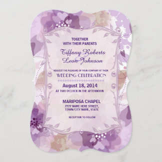 Purple Blossoms Floral Wedding Invitation