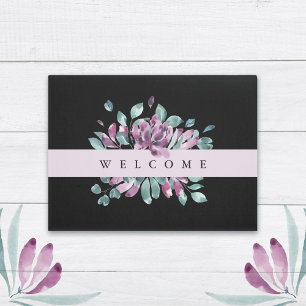 Purple Blossoms Floral Welcome Doormat