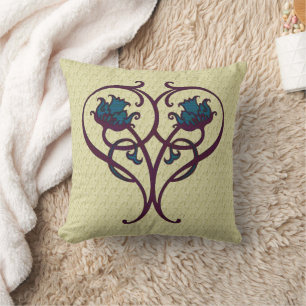 Purple Blue Abstract Floral Art Design  Cushion