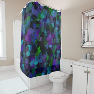 Purple, Blue and Black Abstract Shower Curtain