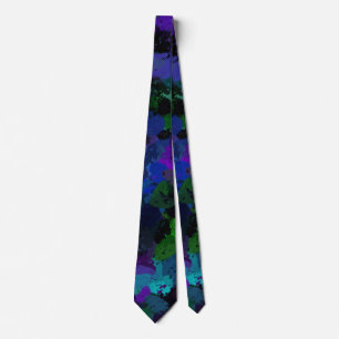 Purple, Blue and Black Abstract Tie