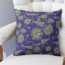 Purple Blue and Gold Floral Chintz