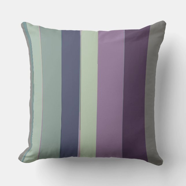 Purple, Blue and Green Abstract Stripes Cushion (Front)