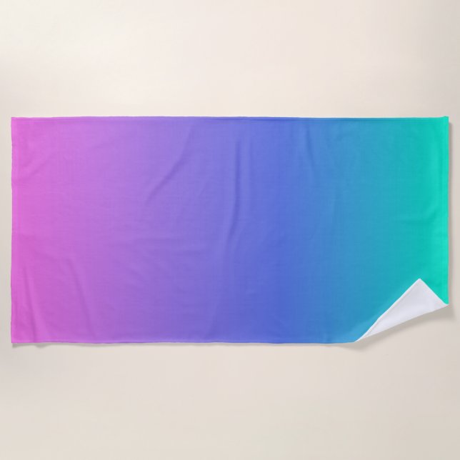 Purple blue and green ombre background beach towel (Front)