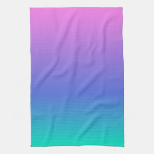 Purple blue and green ombre background tea towel