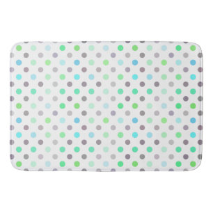 purple, blue and green polka dots bath mat