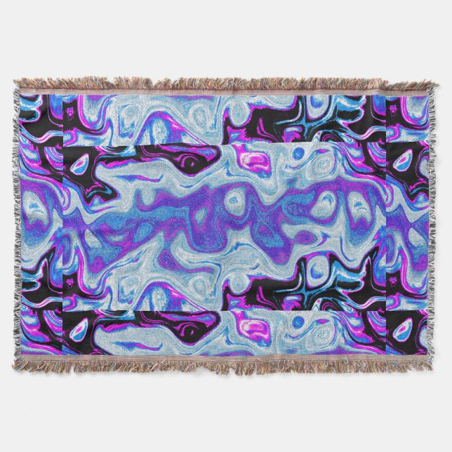 Purple, Blue and Pink Fire Stone 3 Throw Blanket (Front)