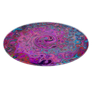 Purple, Blue and Red Abstract Retro Swirl Cutting Board