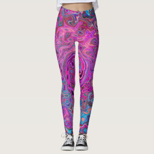 Purple, Blue and Red Abstract Retro Swirl Leggings