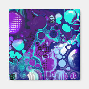 Purple, Blue and Teal Abstract Fluid Art Magnet