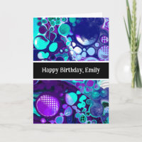 Purple, Blue and Teal Abstract Marble Birthday