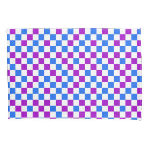 Purple Blue And White Chequered Pattern Pillowcase