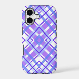 Purple, Blue and White Geometric Plaid