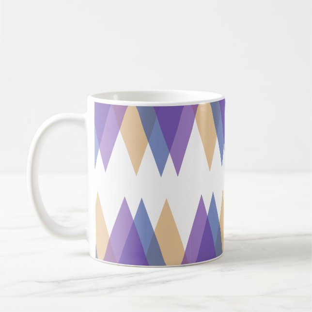 Purple, blue and yellow triangles coffee mug (Left)