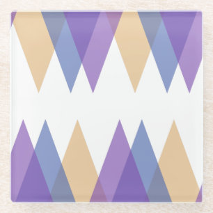 Purple, blue and yellow triangles glass coaster