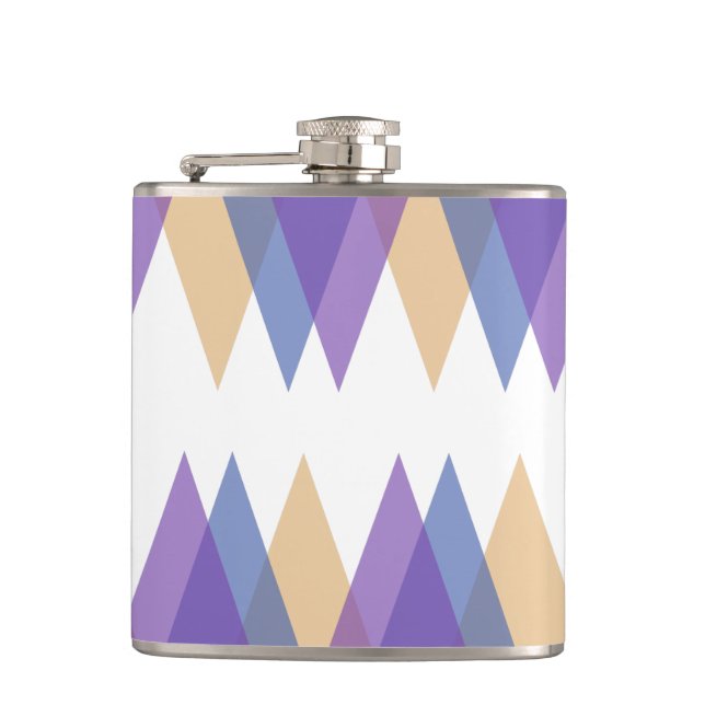 Purple, blue and yellow triangles hip flask (Front)