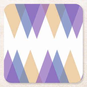 Purple, blue and yellow triangles square paper coaster