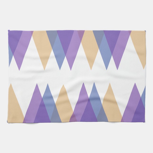 Purple, blue and yellow triangles tea towel (Horizontal)