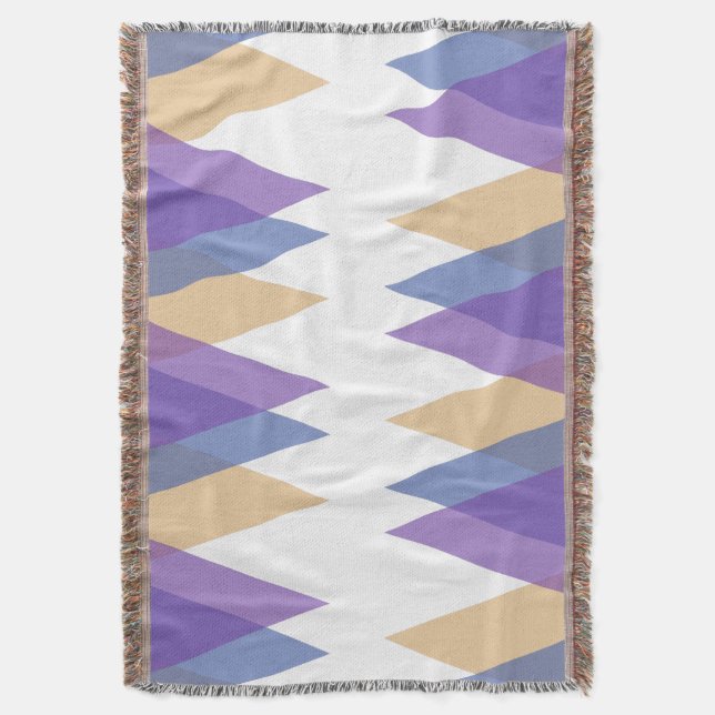 Purple, blue and yellow triangles throw blanket (Front Vertical)
