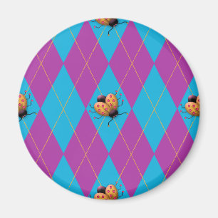 Purple & Blue Argyle Ladybug Magnet