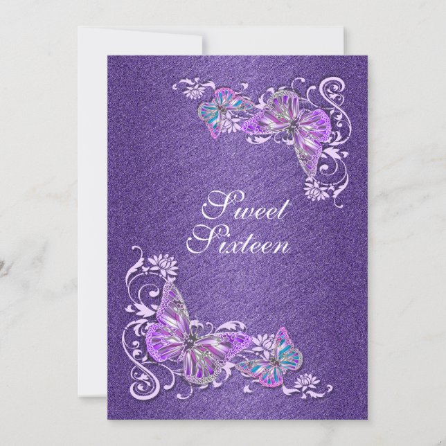 Purple blue birthday engagement wedding invitation (Front)