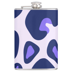 Purple Blue Black Leopard Animal Print Hip Flask