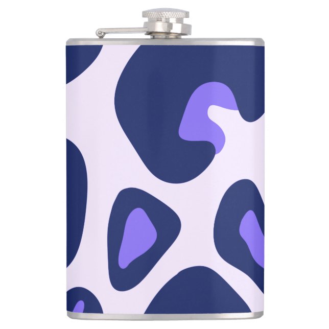 Purple Blue Black Leopard Animal Print Hip Flask (Front)