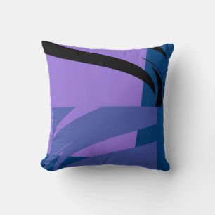 Purple blue black Retro Abstract Art Cushion
