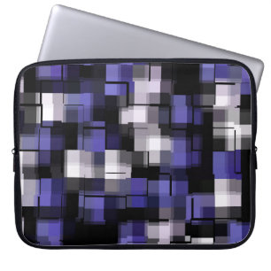 Purple Blue Black White Modern Pattern Laptop Sleeve