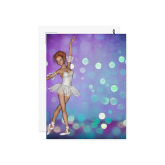 Purple & Blue Bokeh Background & Ballerina Postcard