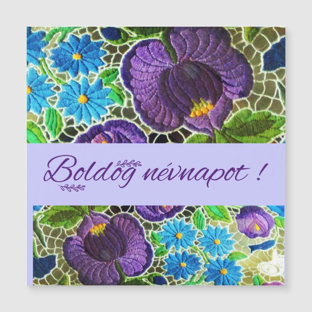 Purple - blue bold Hungarian embroidery - name day (Front)