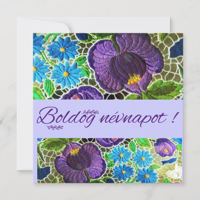 Purple - blue bold Hungarian embroidery - name day (Front)