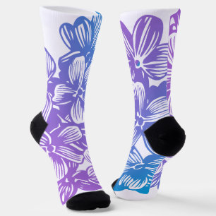 Purple Blue Botanical Hydrangea Flower Blossoms Socks